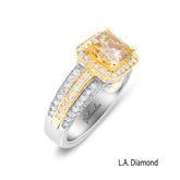 14K Two-Tone Gold Citrine & Diamond Triple Shank Ring